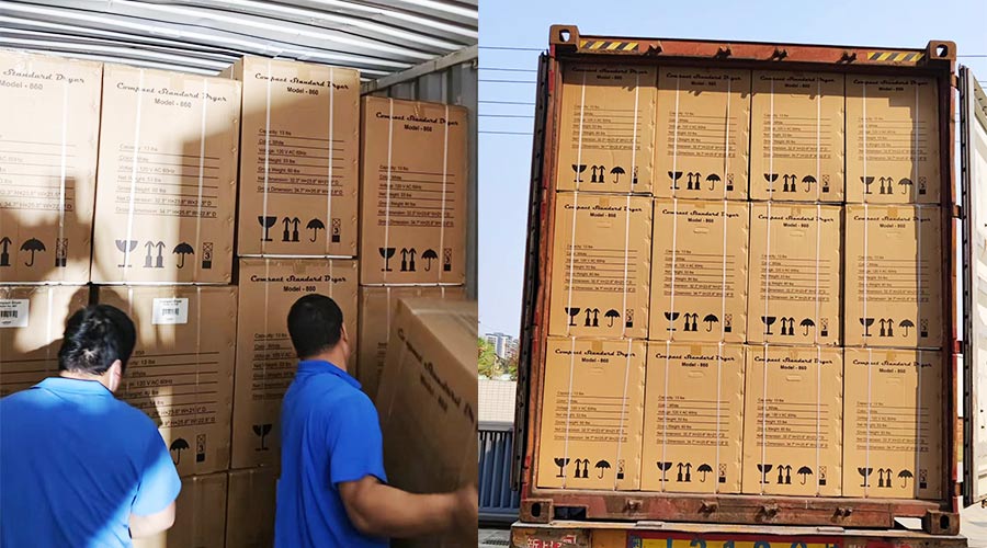 客戶Equator滾筒衣服烘干機(jī)快速裝柜完畢  蓄勢待發(fā)！